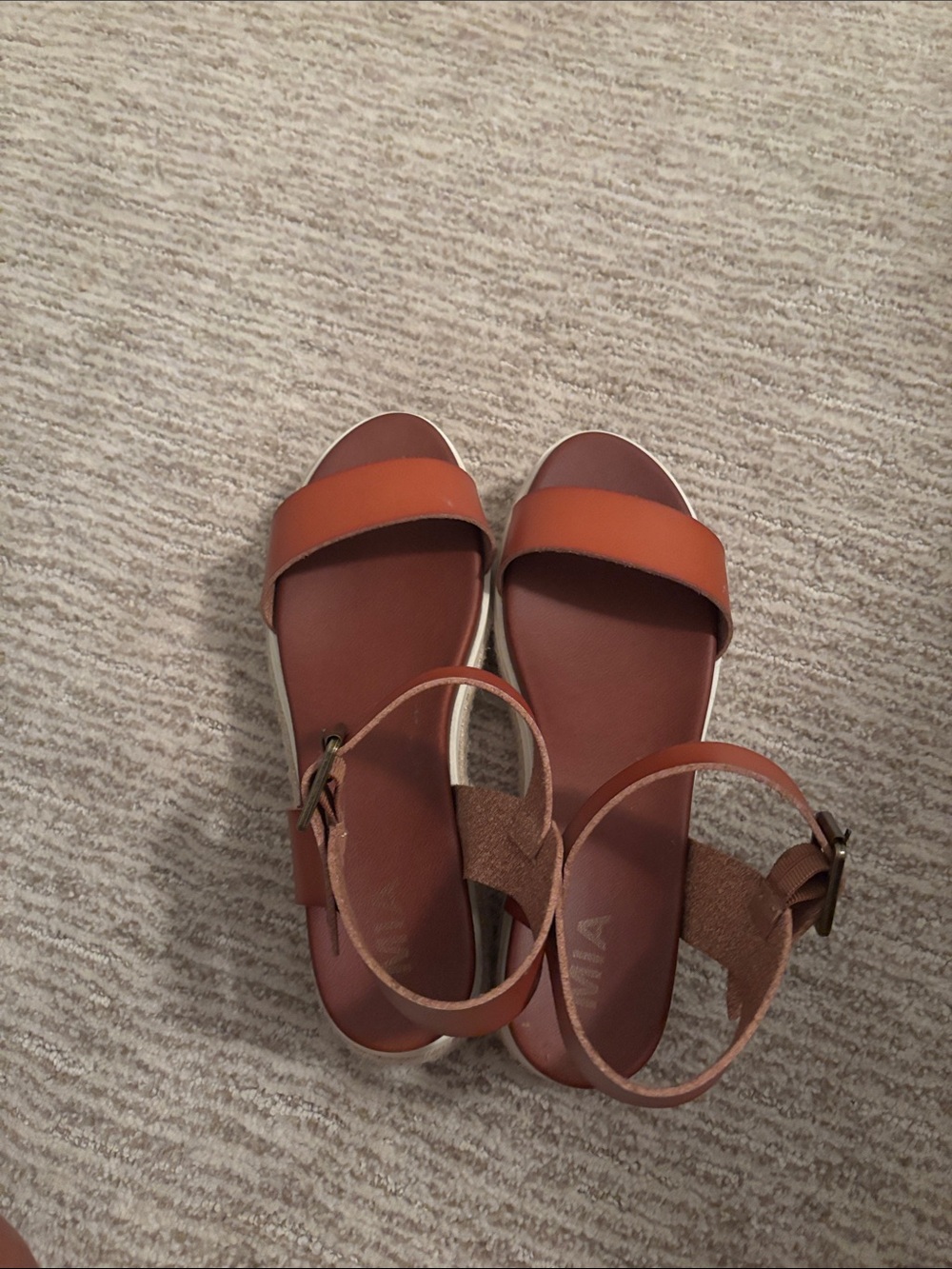 MIA Brown-Tan Leather Ankle-Strap Sandals